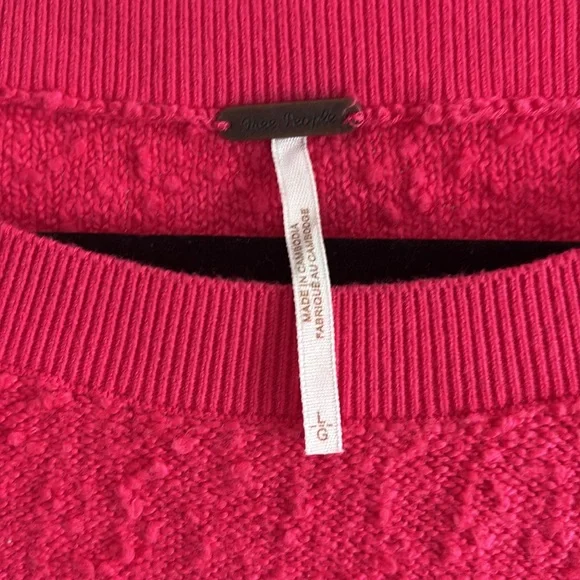 Free People Pink Found My Friend Pullover Crewneck Textured Sweater Size Large - Picture 4 of 6